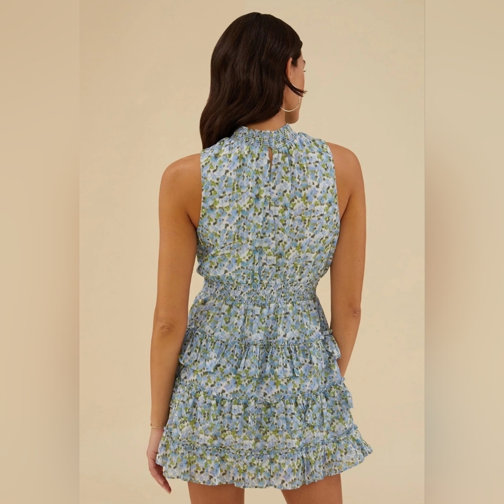 Rachel Parcell Halter Ruffle Micro Floral Mini Dress - Picture 3 of 12